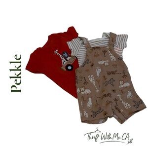Charming Brown Animal Print Kids Overalls